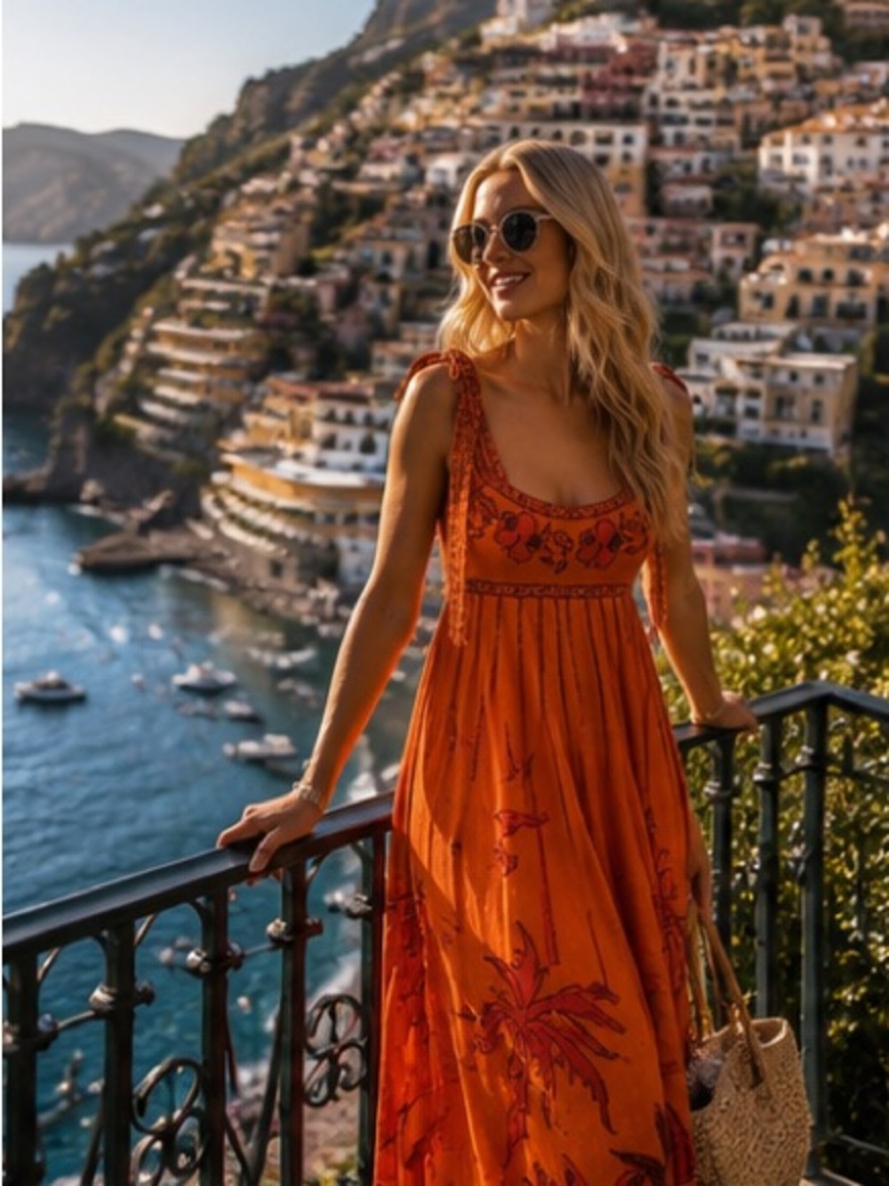 Alemais Orange Floral Tie-Strap Maxi Dress - Picture 8 of 15